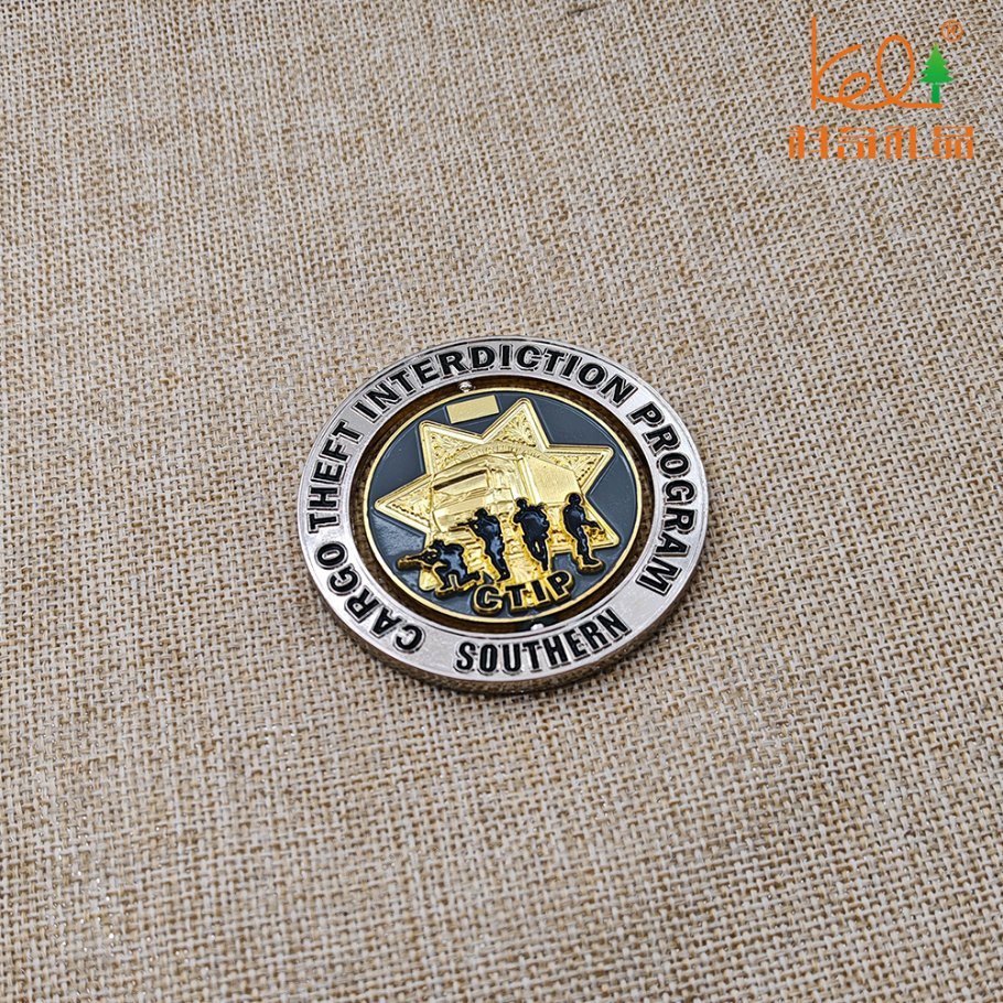 Gold Silver Two Tone Metal Military Style Challenge Antique Souvenir Coin