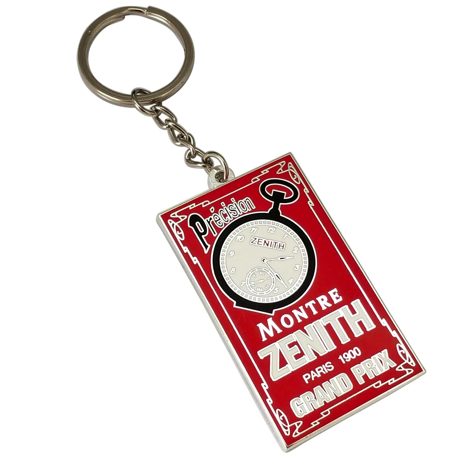 Wholesale Custom Enamel Crafts Promotional Gift Name Tag Company Activity Souvenir Keyfob Holder Fancy Metal Scenery Clock Key Chains with Design