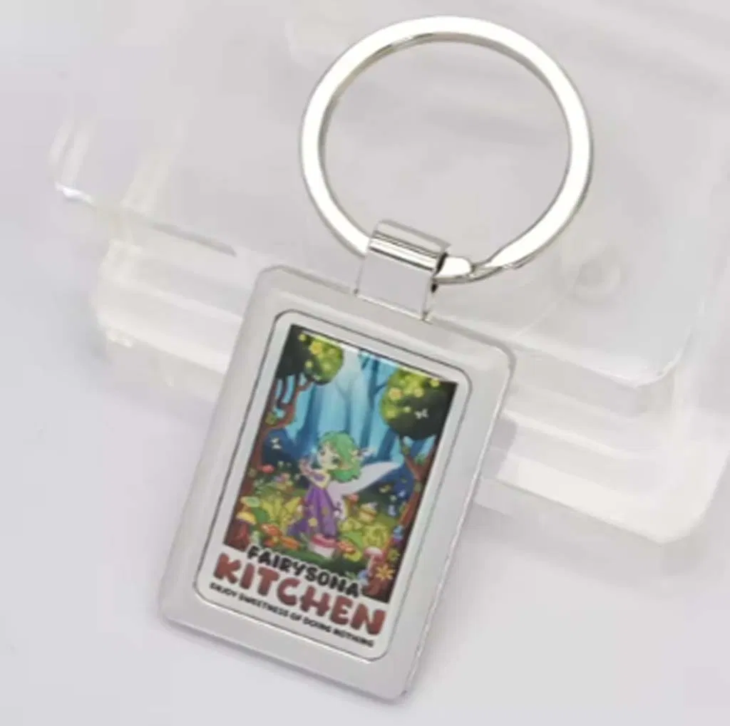 Clear Epoxy Coated Metal Keyring Blanks for 3D Photo Sublimation Printing