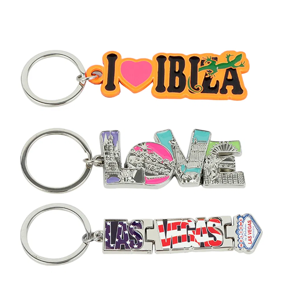 Wholesale Travelling Custom Logo Big Love Letter Metal Promotional Gift Keyring