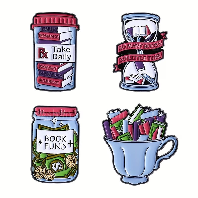 Manufacture Design Custom Shaped Metal Insignia Fashion Book Mark Magic Badge Bookish Enamel Lapel Pin Books for Clothes