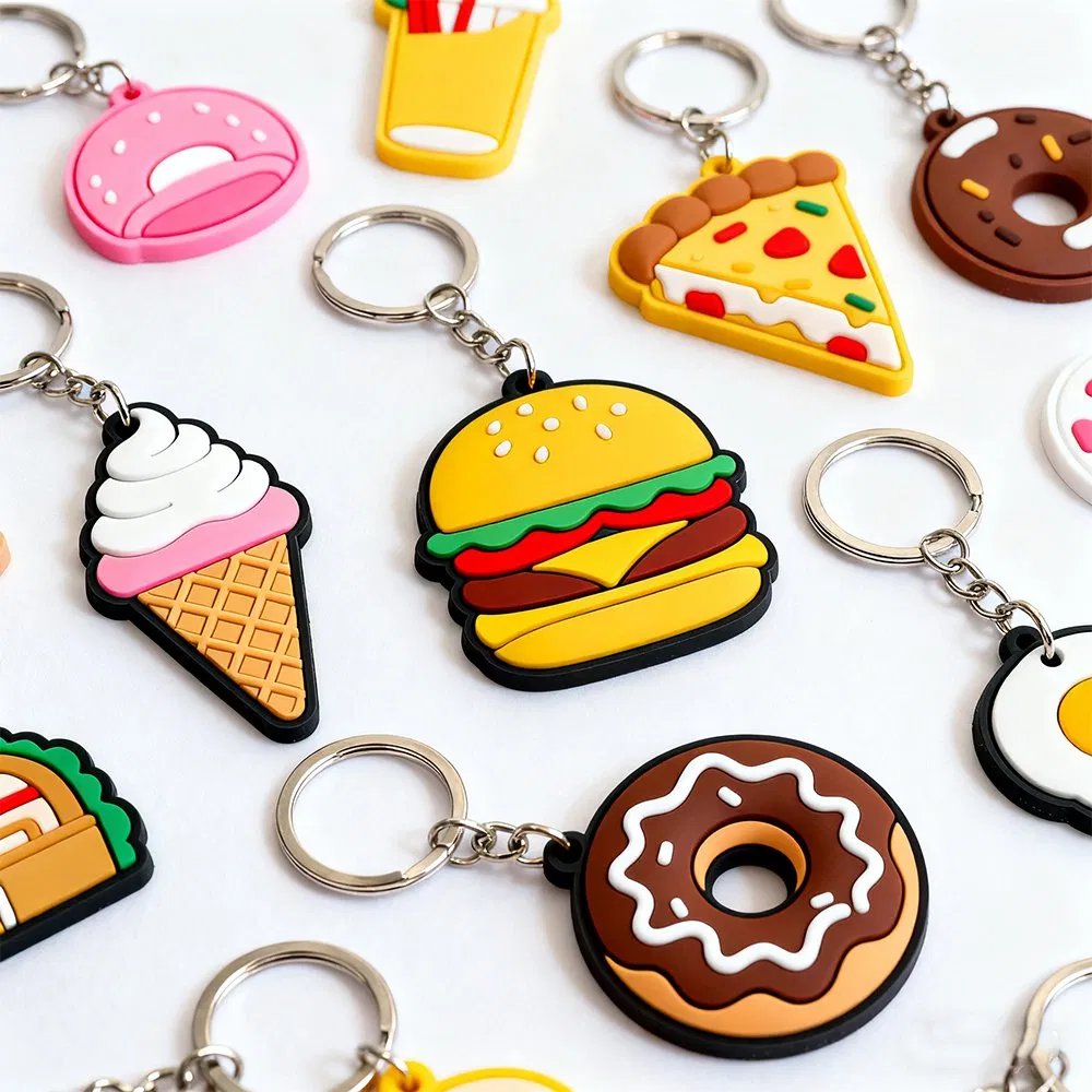 Popular Rubber Keychain Soft PVC Custom Embossed 3D Logo Colorful