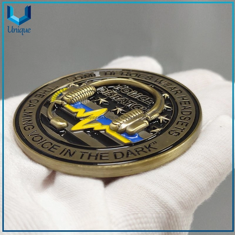 Factory Price 2 Inch 3D Die Cast Challenge Coins, Antique Bronze Plating High 3D Military Police Military Commemorative Coin for Souvernir Medal