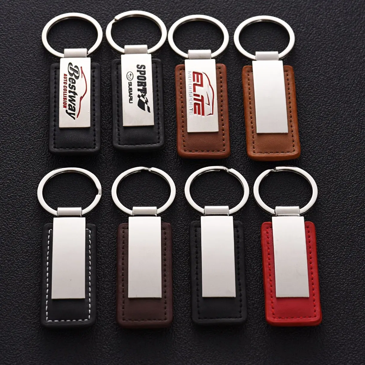 PU Leather Key Ring Keychain Handmade Metal Customized for Business Promotion Custom Logo Support