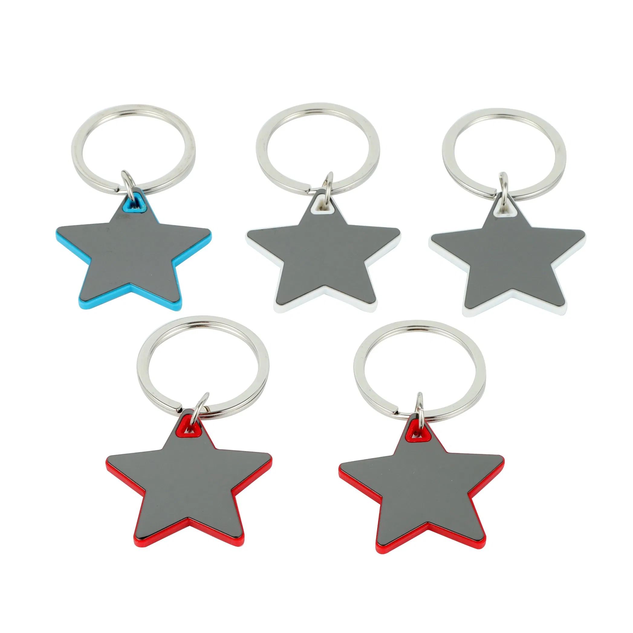 Customized Star Shape Stainless Steel ABS Blank Cute Fashion Promotional Gift Metal Key Ring