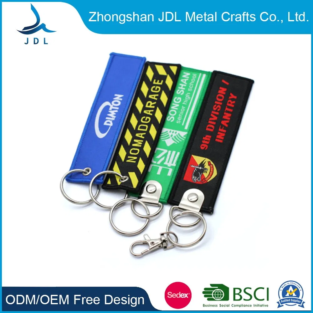 China Factory Promotional Personalized Fashion Gift Custom Logo Promotion Metal/LED/Leather/Rubber/PU/PVC Keychain Embroidered Fabric Embroidery Patch Key Ring