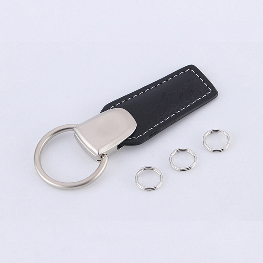 Wholesale Promotional Gifts PU Leather Metal Keychain Logo Sublimation Blanks Key Chain Ring Luxury Car Custom Leather Keychain