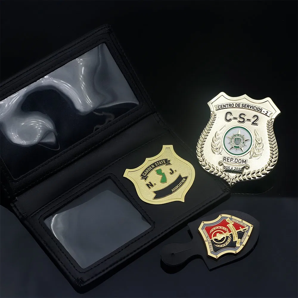 Manufacturer Wholesale Custom Soft Hard Enamel Military Korean Police Logo Badge with Wallet