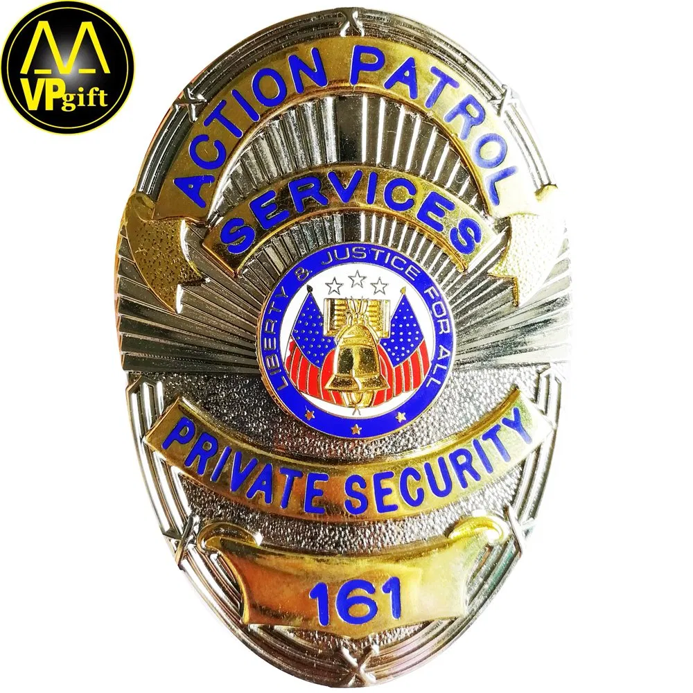 China Custom Craft Personalized Sublimation Gift Logo Military Car Security Officer Enamel Lapel Pin Name Football Magnetic Metal Police Badges with Wallet