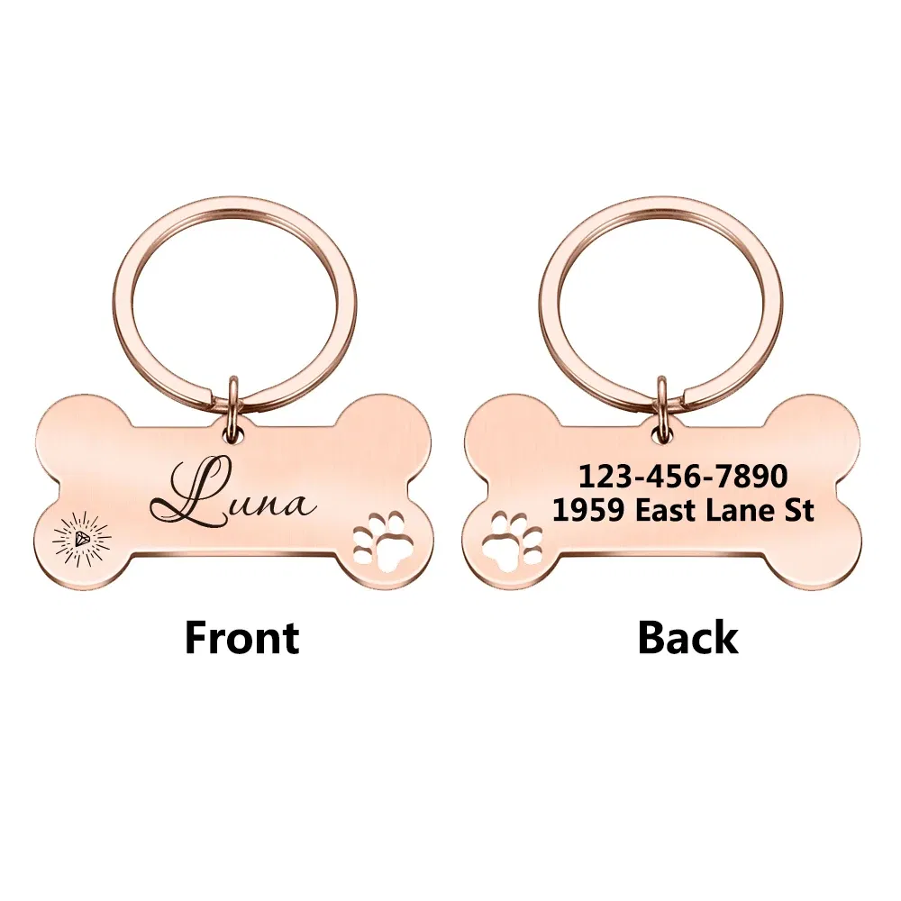 Personalized Custom Stainless Steel Pet Dog Tags Engraving Logo Anti-Lost Dog Cat Dog Tag