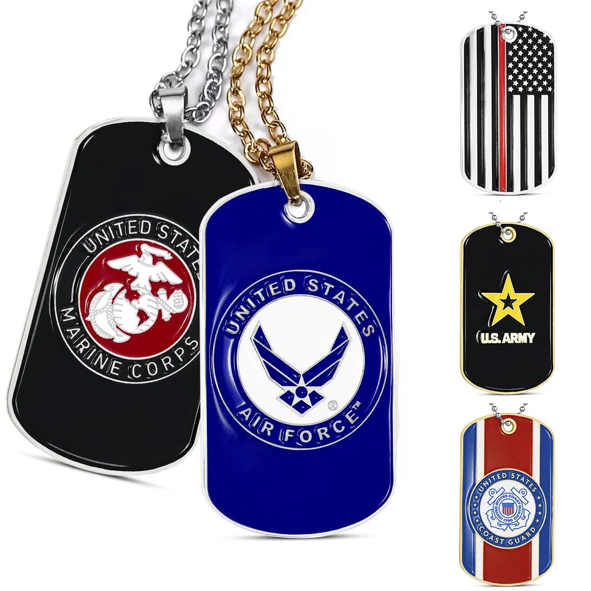 High Quality Metal Stainless Steel Custom Laser Dog Tag Blank ID Name Tag Dog Tag Necklace Dogtag for Engraving