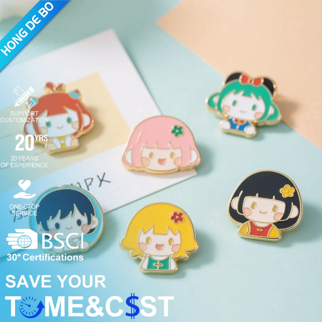 Wholesale Bulk Soft Hard Enamel Pin Badge Manufacturer Souvenir Promotional Gift Metal Pin Horror Gold Cat Cute Anime Custom Enamel Lapel Pin