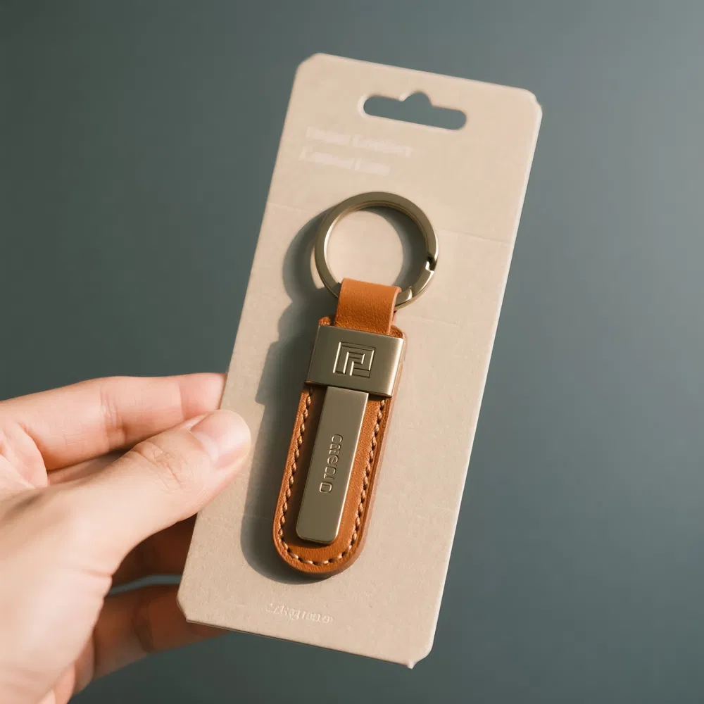 Manufacture Custom Label Logo Real Blank Metal Circle Leather Loop Key Chain Genuine Luxury PU Leather Key Chain