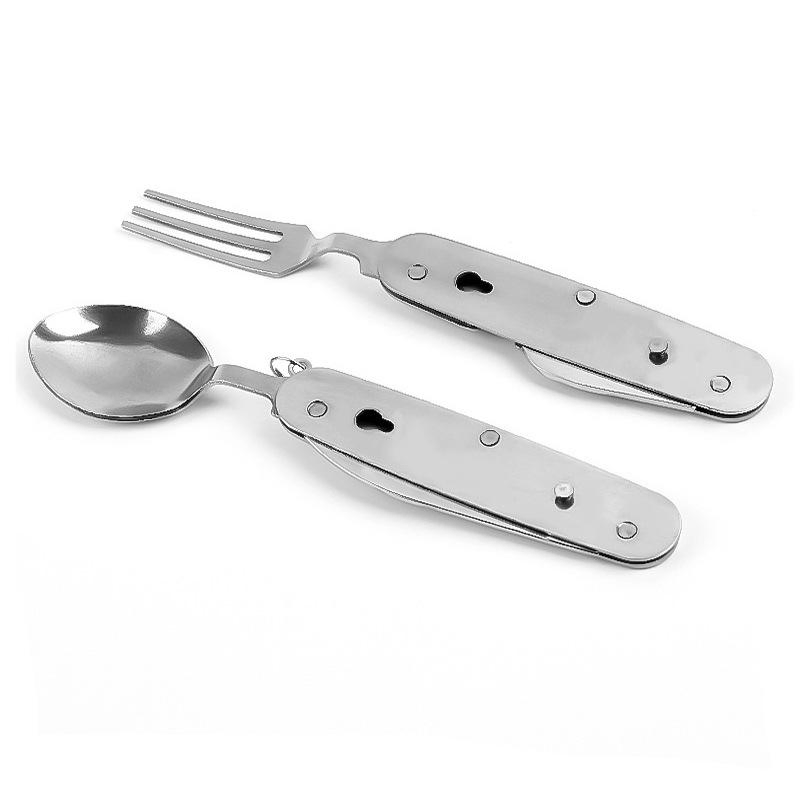 4-in-1 Multitool Camping Utensil Flatware Set Detachable Spoon Fork Knife Combo Mess Kit with Carrying Pouch