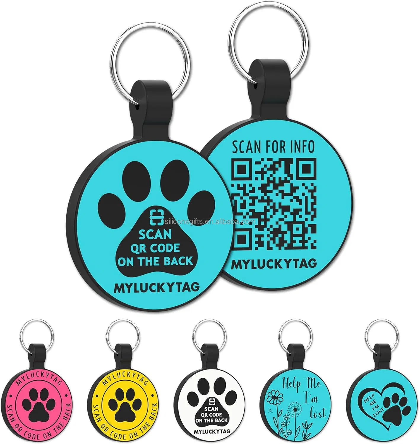 Custom Silicone Bone Dog Tag Personalized Pet ID Tag for Dogs
