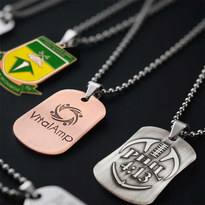 Stainless Steel Dog Tag with Laser Engraved Logo for Corporate Events