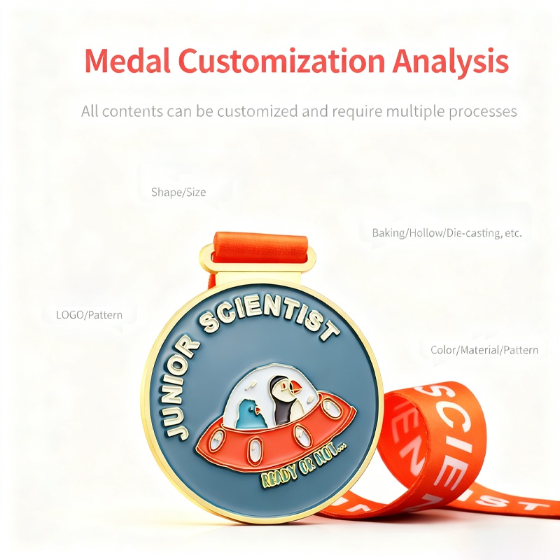 Custom Souvenir Award Medallion Blank Metal Enamel Honor Medal with Short Ribbon