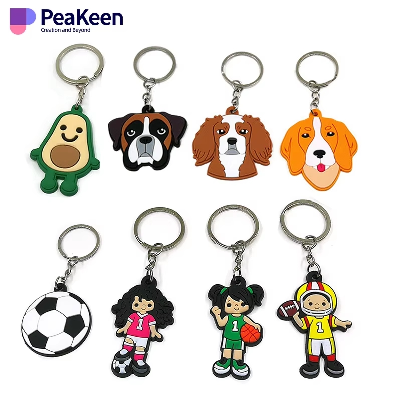Manufacturer Wholesale Cute Animal Custom Logo Plush Wood Leather Chain Rubber Plastic Metal Key Chains