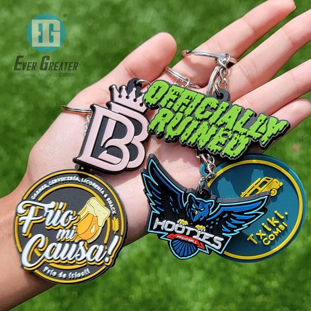 Custom Logo Key Chain PVC Embossed Rubber Keychains 2D /3D Soft PVC Keychain Cartoon Keyring