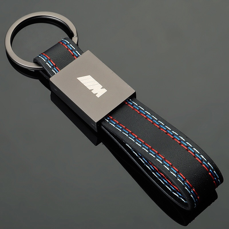 Wholesale Custom Metal Luxury Auto Accessories PU Leather High Quality Logo Car Brand Key Chain Holder for BMW