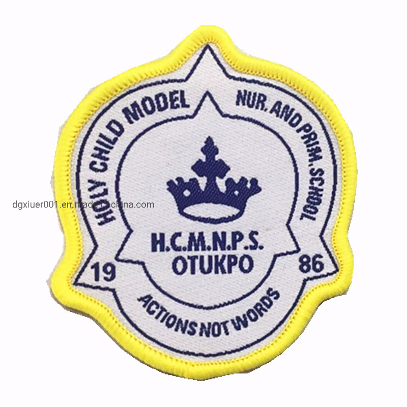 Custom Name Logo Merrow Border Computer Made Woven Badges Patches for School