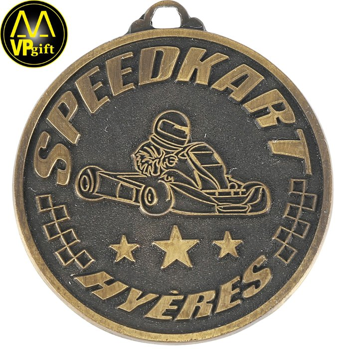 China Shanghai Factory Custom Made Antique Brass Plated Metal Alloy 3D Human Figure Portrait Craft Commemorative Souvenir Medallion Customized Ribbon Medal