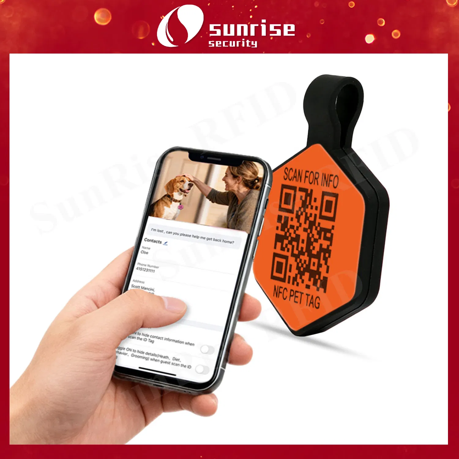 Wholesale Silicone NFC Smart Qr Code Pet Tag, Personalized NFC Tag with Pet Dog ID