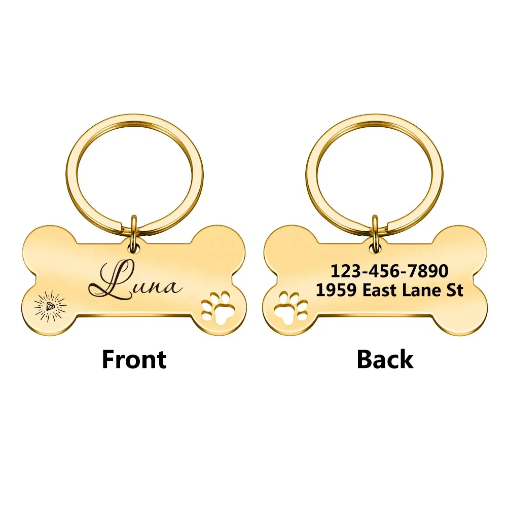 Personalized Custom Stainless Steel Pet Dog Tags Engraving Logo Anti-Lost Dog Cat Dog Tag