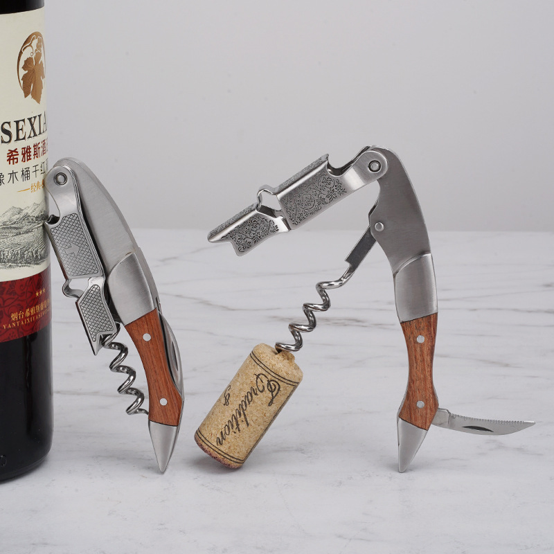 Custom Logo Multi Function 3 in 1 Stainless Steel Wine Waiter Corkscrew Opener Professional Bar Tool Bottle Opener