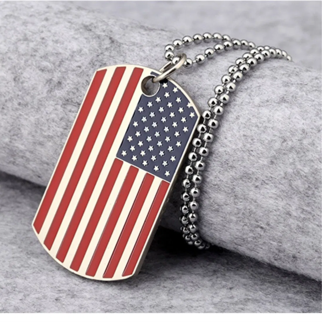 ID Paw Embossed Us National Flag Logo Customized Stainless Steel Pet Metal Crafts Dog Tag for Sale