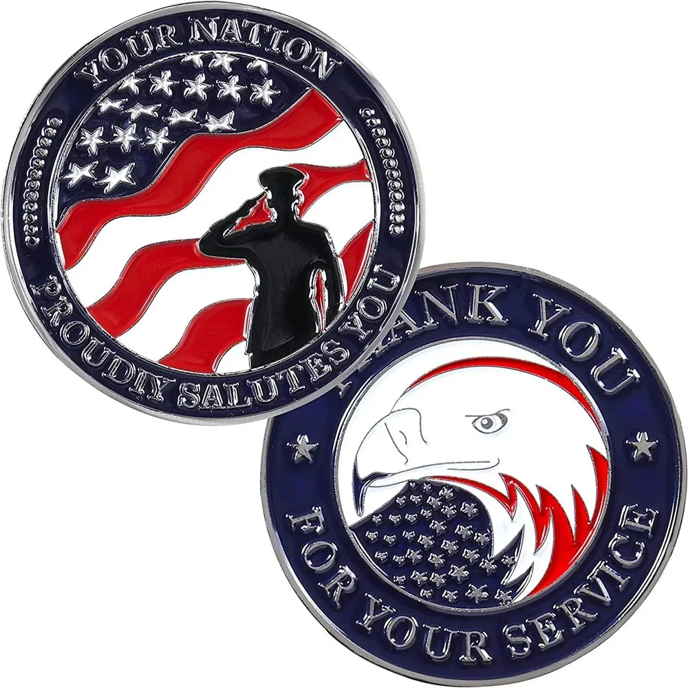 Factory Metal Coin No Minimum Custom Thank You for Your Service Challenge Coins