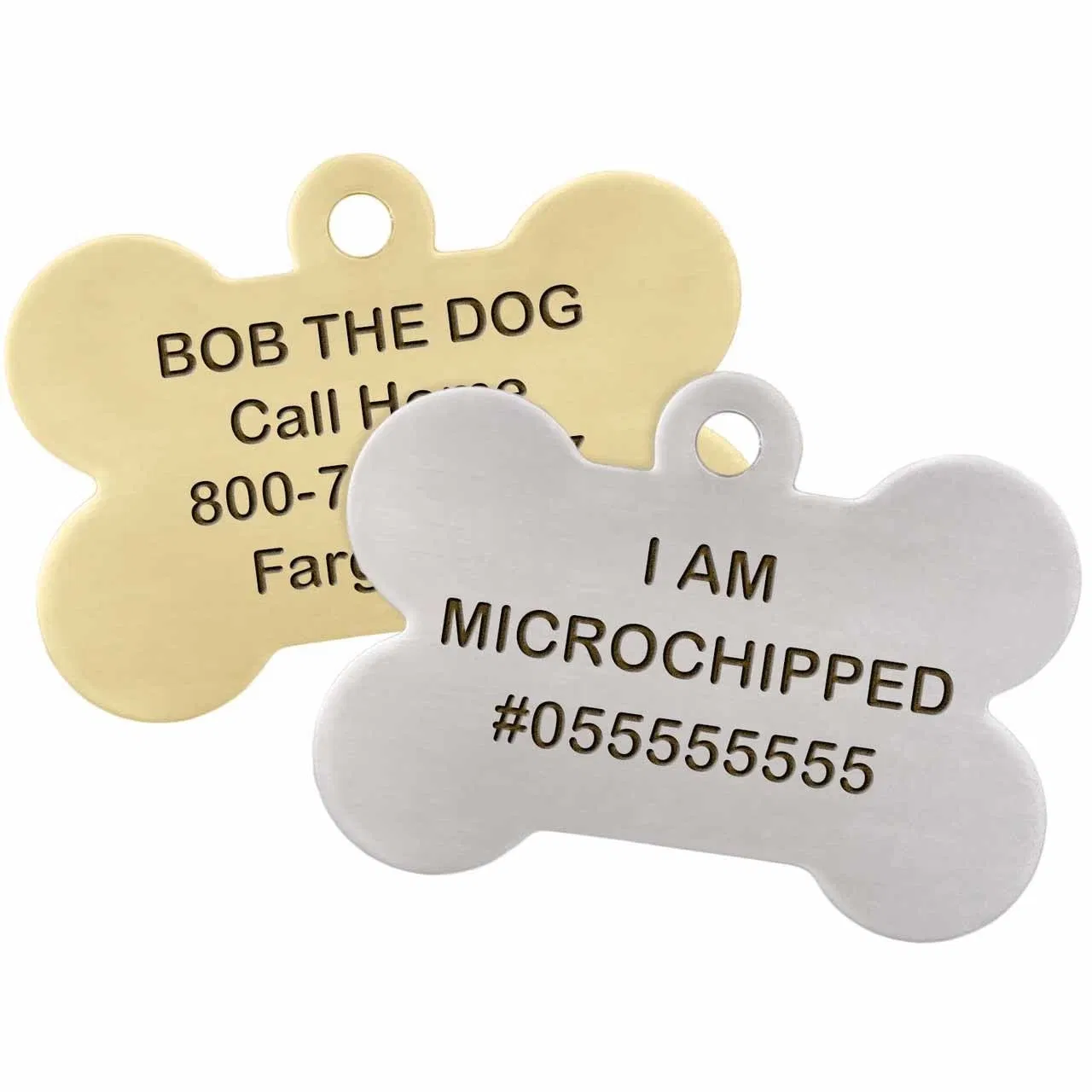 Bone Shape Pet Dog ID Tag, Stainless Steel Fat Bone Deep Engraved Dog ID Tags