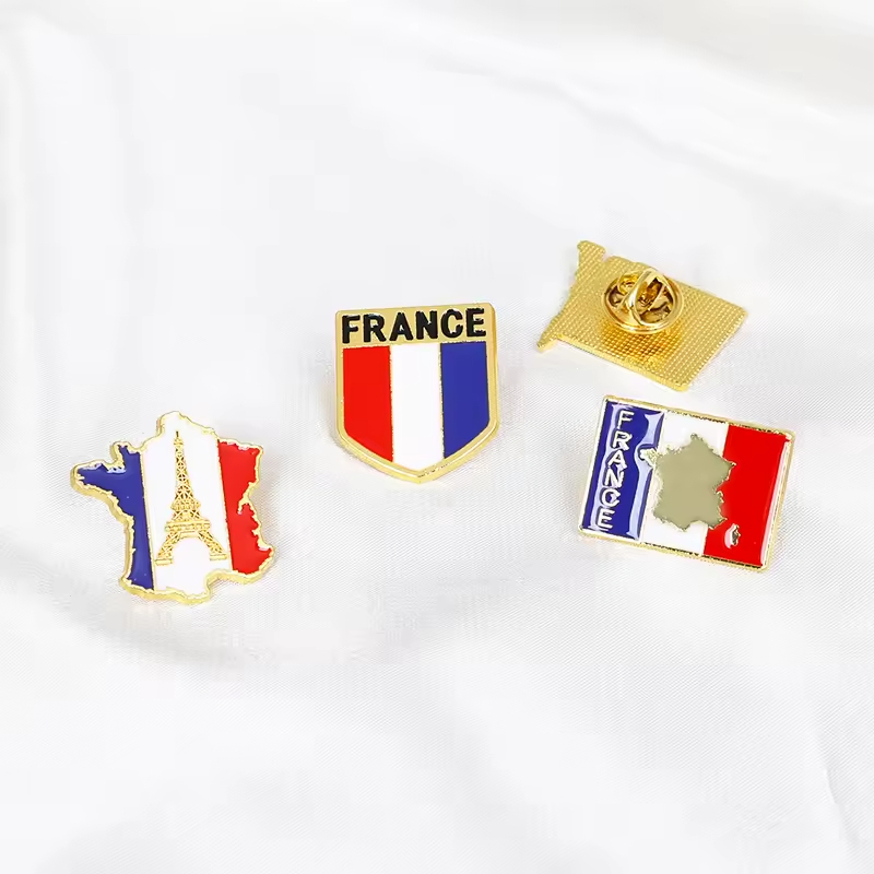 Custom Logo Soft Hard Enamel Flag Pins Metal France Flag Pin Badge
