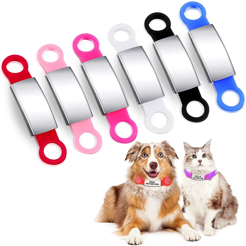 Silicone Stainless Steel Dog Collar Tag Slide on Dog ID Tag