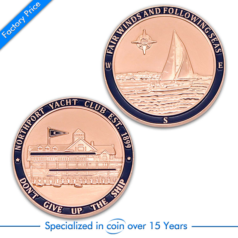 Custom Flag Logo Folk Style Arts and Metal Enamel Antique Brass Shield Shape Coin for Souvenir