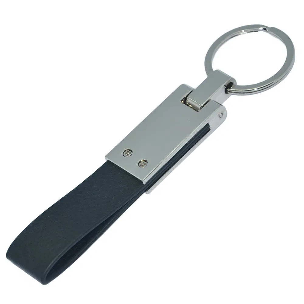 Manufacture Metal Genuine Car Holder Leather Personalized Custom Logo Laser Name and Date Car Key Chain Cowboy Leather Keychain