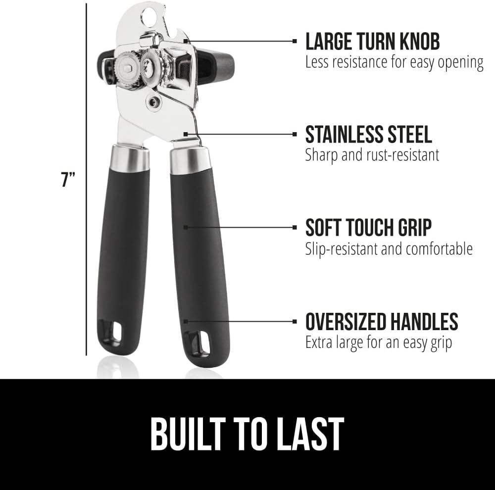 Stainless Steel Can Opener: Multi-Function Design with Bottle Opener &amp; Ergonomic Grip
