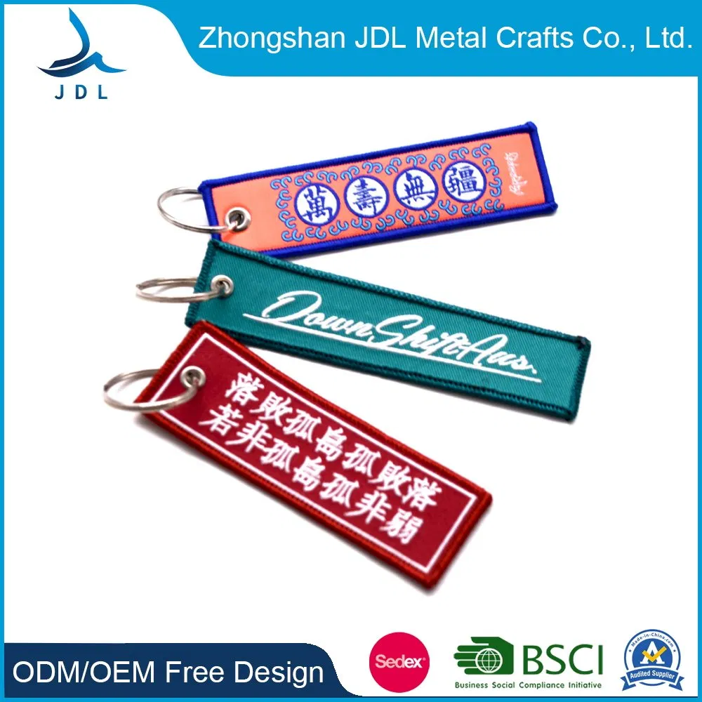 China Factory Promotional Personalized Fashion Gift Custom Logo Promotion Metal/LED/Leather/Rubber/PU/PVC Keychain Embroidered Fabric Embroidery Patch Key Ring