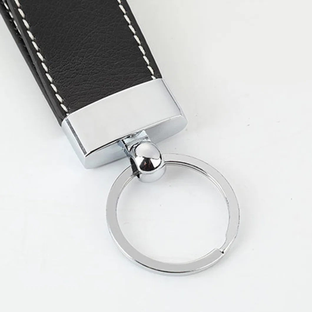 Custom Logo Promotional Metal and Leather Keyring for Business