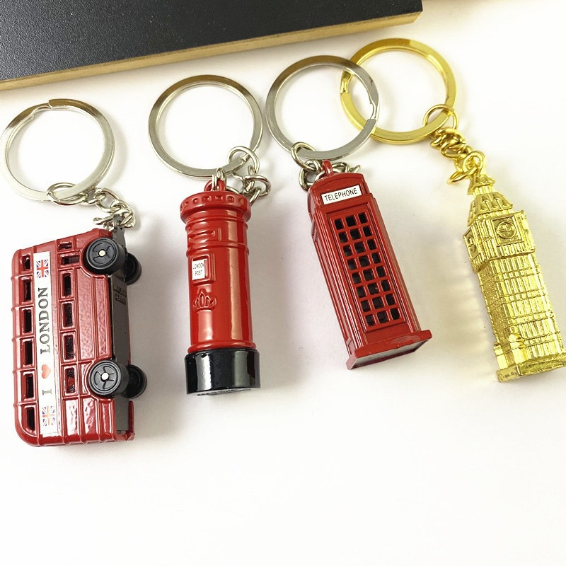 Wholesale Price OEM Manufacturer Personalized UK Britain England London Tourist Travel Tourism Key Chain Souvenirs Custom 3D Embossed Metal Keychain Factory