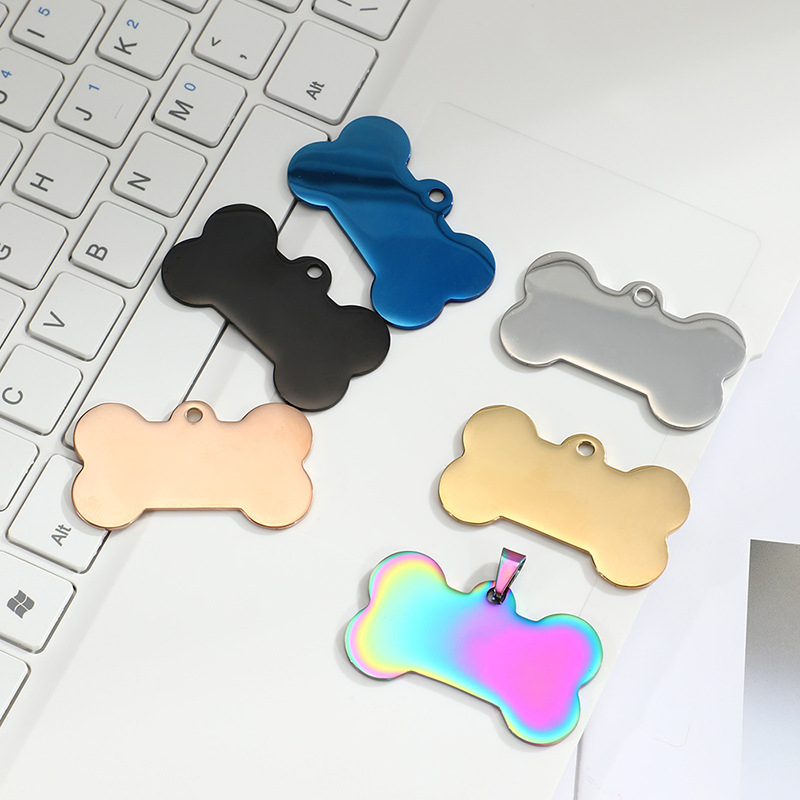 Multi-Color Stainless Steel UV Laser Printing Logo Pet Tag Badge Custom Shape Letter Pet ID Dog Tag