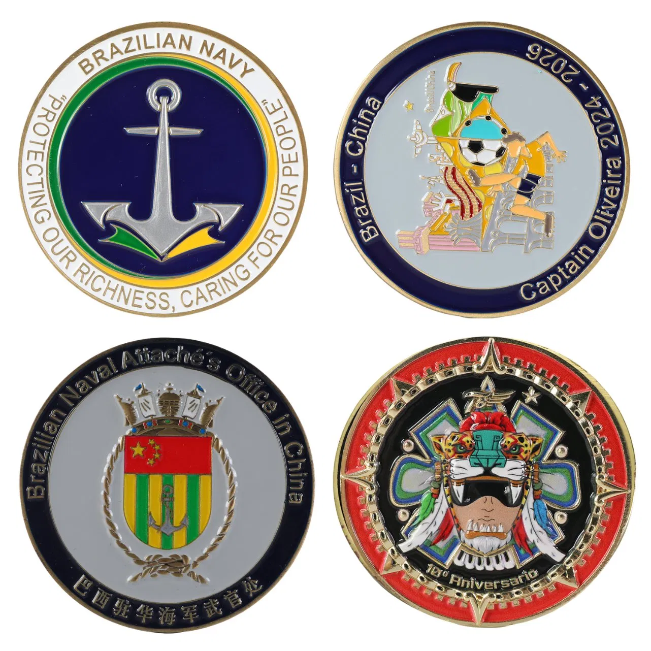 Custom 3D Antique Brass Bronze Plated Commemorative Coin Enamel Metal Challenge Coin