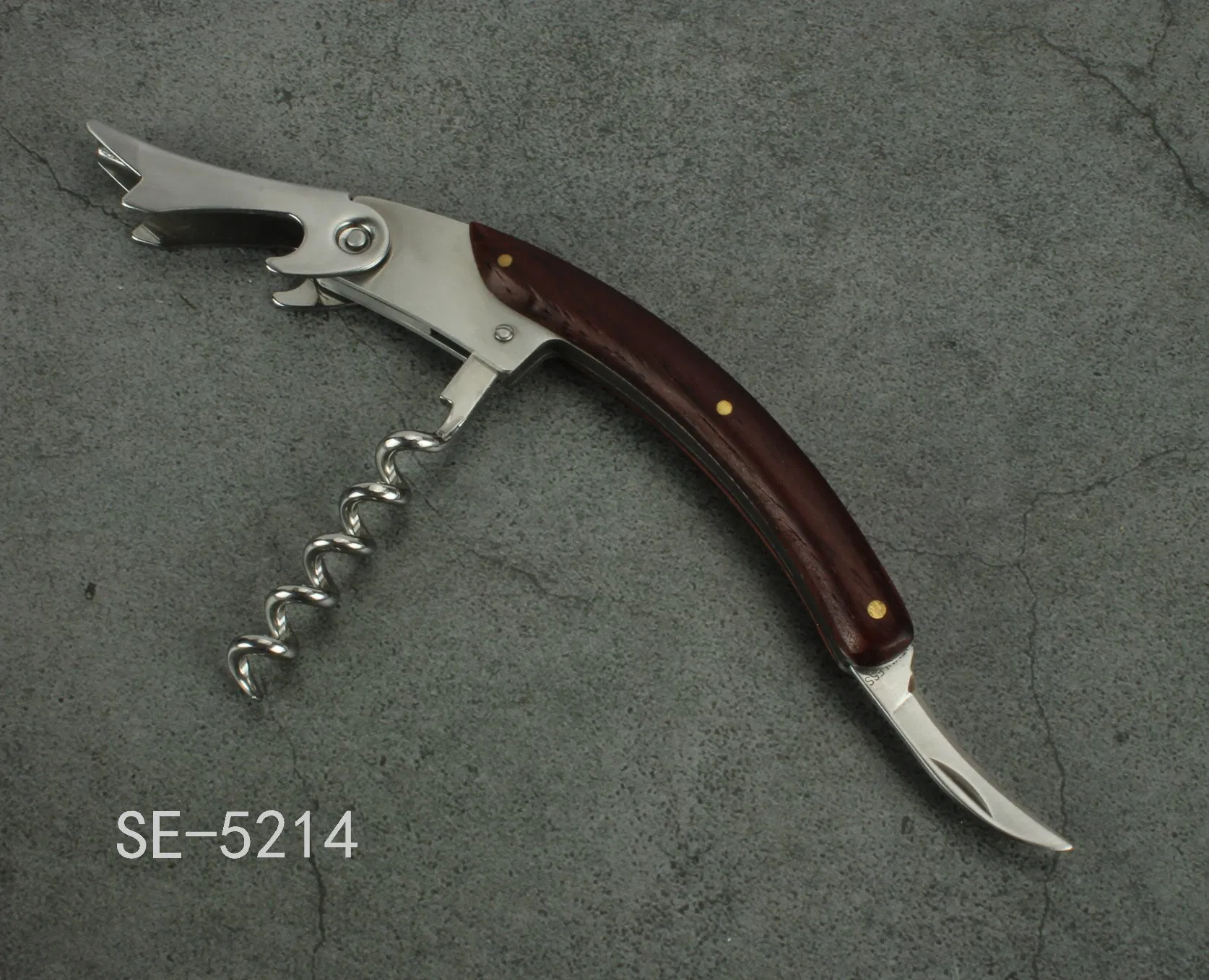 3 in 1 Multifunction Bottle Opener/Red Wine Opener with Wooden Handle (SE-5214)