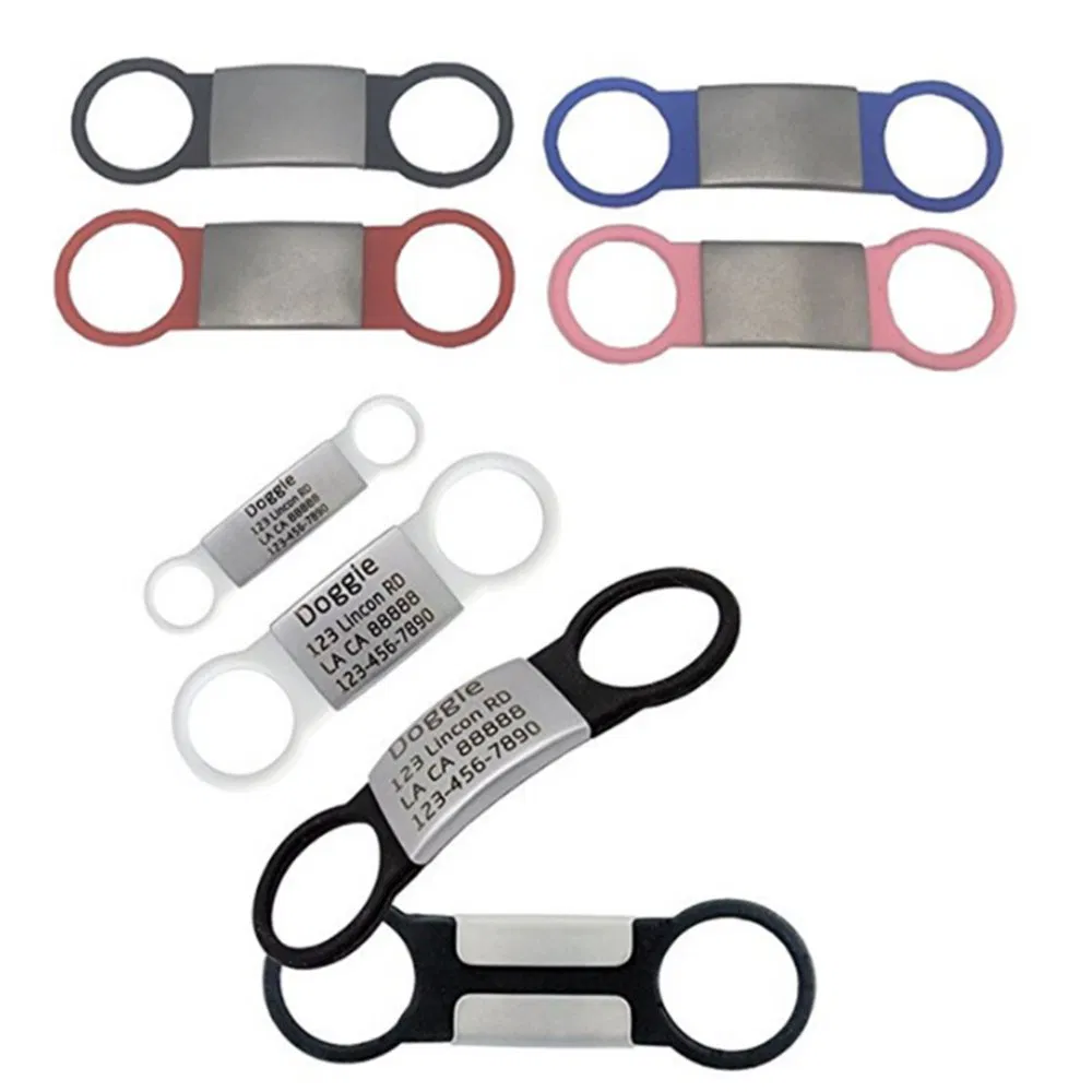 Silicone Stainless Steel Dog Collar Tag Slide on Dog ID Tag
