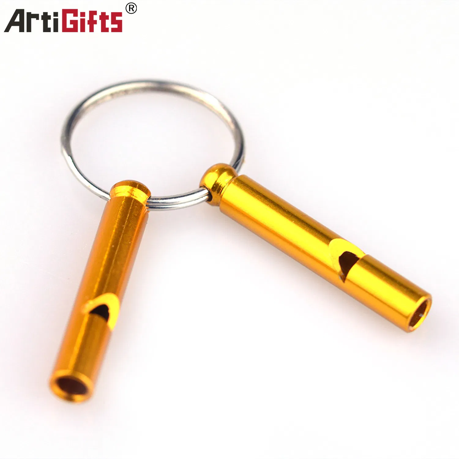 Wholesale Custom Logo Metal Keychain Color Whistle Shape Keychain
