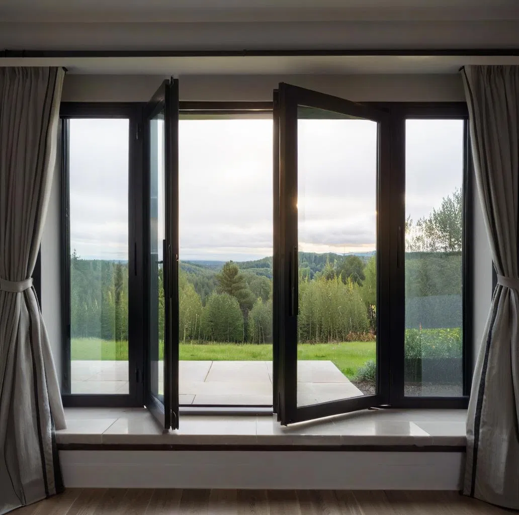 Modern Aluminum - Framed Tempered Glass Patio Door for Home