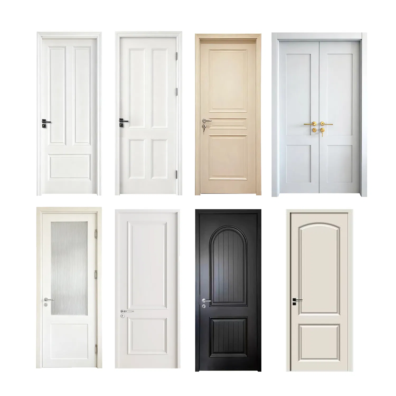 Modern Design Interior Solid Wooden Door Wood Steel Sliding Metal PVC WPC Glass Aluminium Soundproof Solid Security Paint Entrance Door for Bedroom Custom Hotel