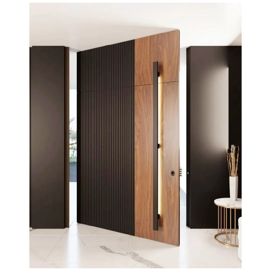 Luxury Matte Black Aluminum Entry Door Durable Anti-Corrosion Exterior Door Thermal Insulated Villa Front Door Factory Direct Supplyentrance Door Safety Door