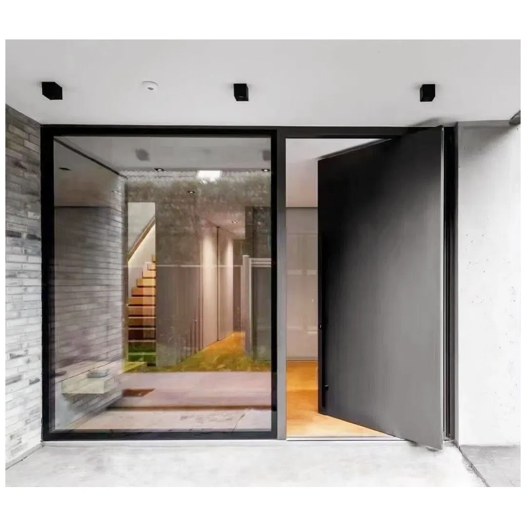 Minimalist off-Center Pivot Entry Door Premium Aluminum Construction Security Front Door for Upscale Villa Home Exterior Decorationentrance Door Safety Door