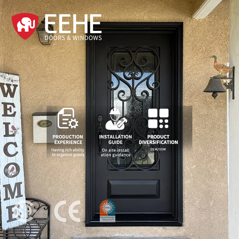 Eehe Aluminium Front Door with Glass and Aluminium Front with Insulated Glass Sound Insulation CE for Commercial Buildings